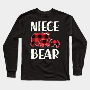 Niece Bear Red Plaid Christmas Pajama Matching Family Gift Long Sleeve T-Shirt